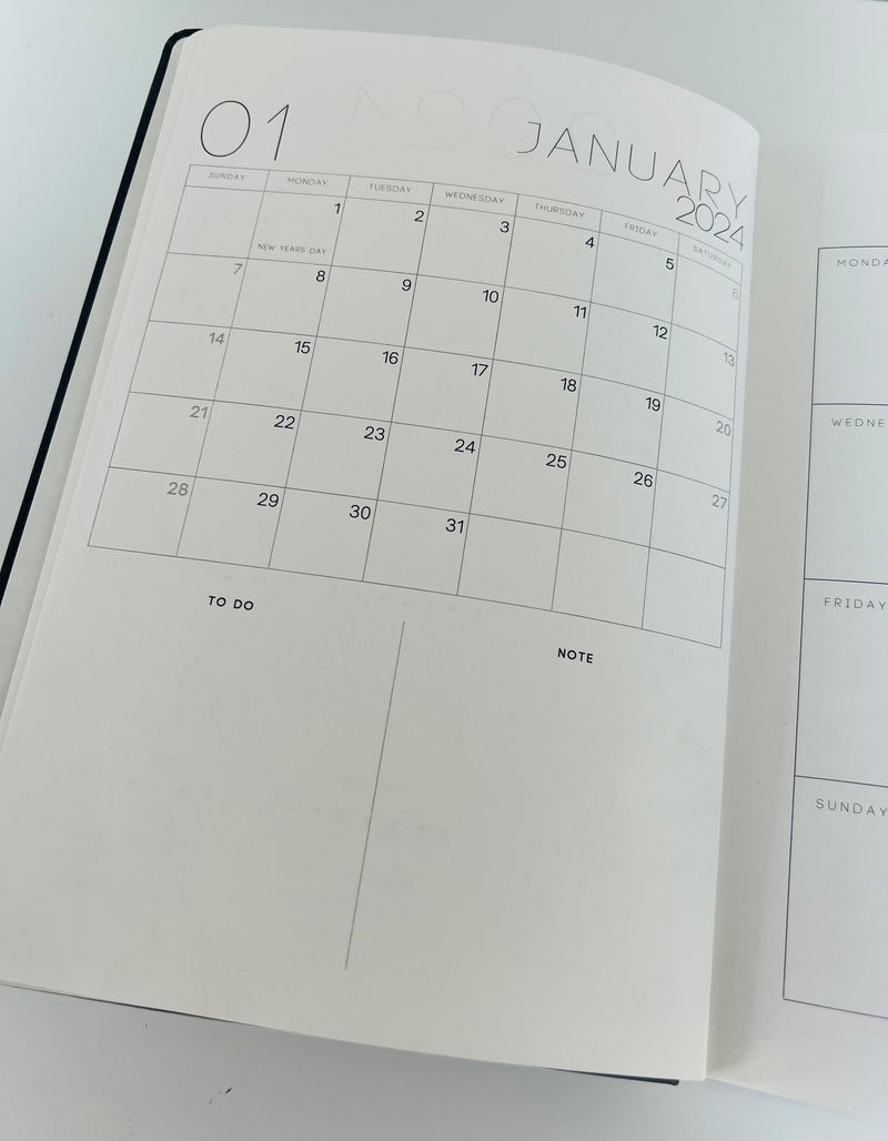 2024 Week To View A5 Diary and Bullet Journal Monthly Planner